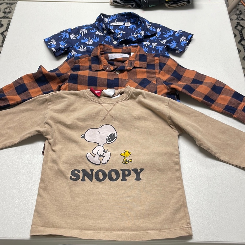 Zara flannel/ Zara Snoopy long sleeve/ Janie and Jack button up 18-24 months